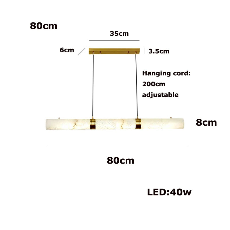 Upgrade Your Home With Our Exquisite LED Linear Alabaster Pendant Light Crafted From Natural Marble Stone Dimming Function