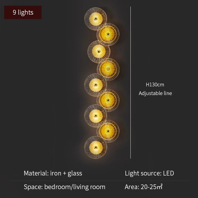 Modern Round Crystal Wall Lamp Glass Free Combination For Living Room TV Background Bedroom LED Sconces Bedside Corridor Aisle