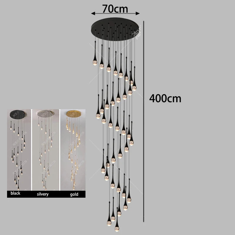 Modern luxury high-rise building decoration LED lights, staircase pendant lights, living room pendant lights, indoor lighting