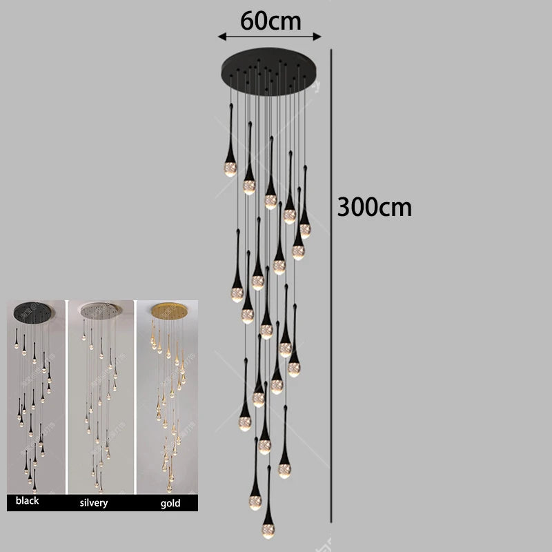 Modern luxury high-rise building decoration LED lights, staircase pendant lights, living room pendant lights, indoor lighting