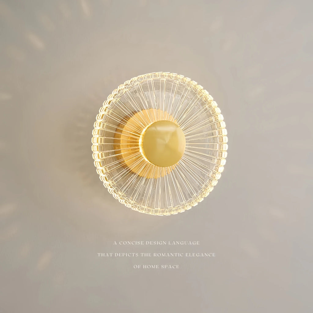 Modern Round Wall Light Indoor LED Creative Copper Acrylic Sconce Light Aisle Stair Decor Wall Light For Parlor Dining Bedroom
