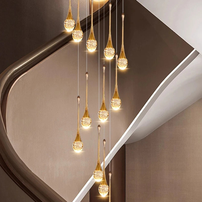 Modern luxury high-rise building decoration LED lights, staircase pendant lights, living room pendant lights, indoor lighting