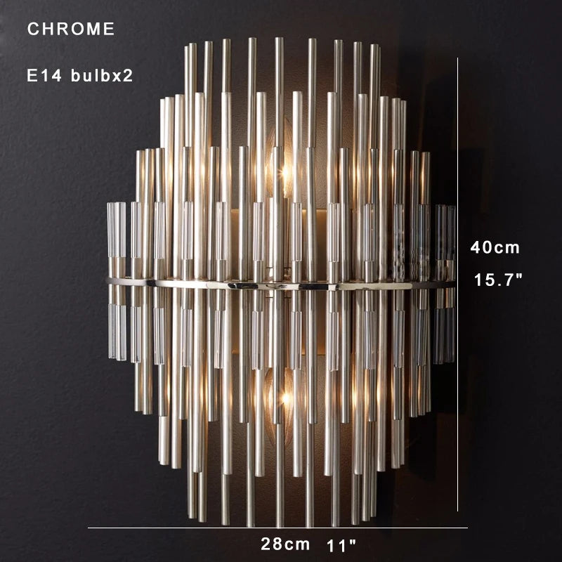 American Style Luxury Post-modern Glass Bar Wall Sconce Lamps Bronze Matte Black/Chrome Wall Mounted Lights Industrial