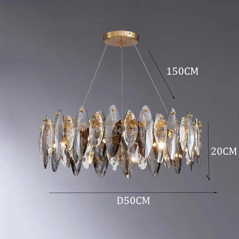 Modern Crystal Luxury Pendant Lights Indoor Suspension Hanging Lamp for Living Dining Bedroom Lobby Home Decoration Chandelier