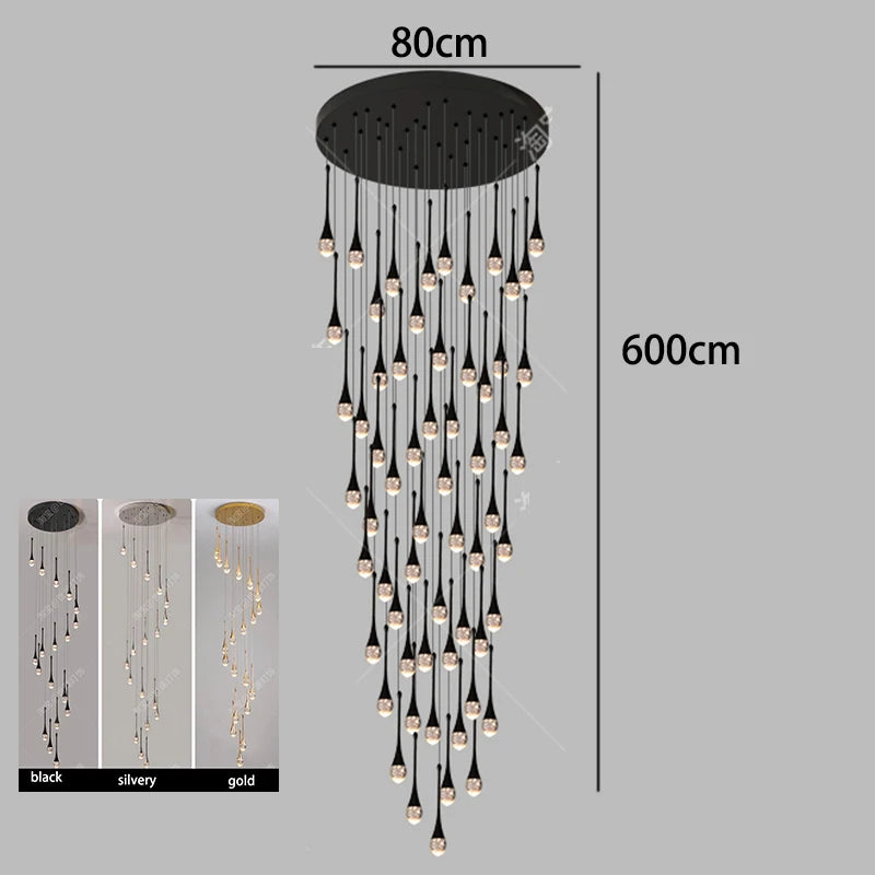 Modern luxury high-rise building decoration LED lights, staircase pendant lights, living room pendant lights, indoor lighting