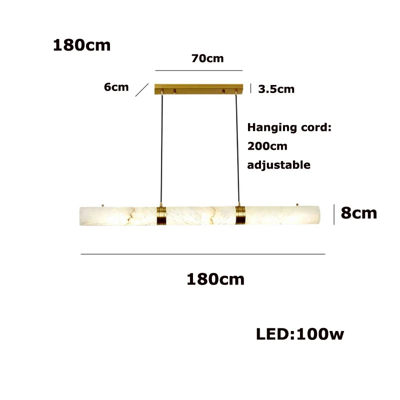 Upgrade Your Home With Our Exquisite LED Linear Alabaster Pendant Light Crafted From Natural Marble Stone Dimming Function