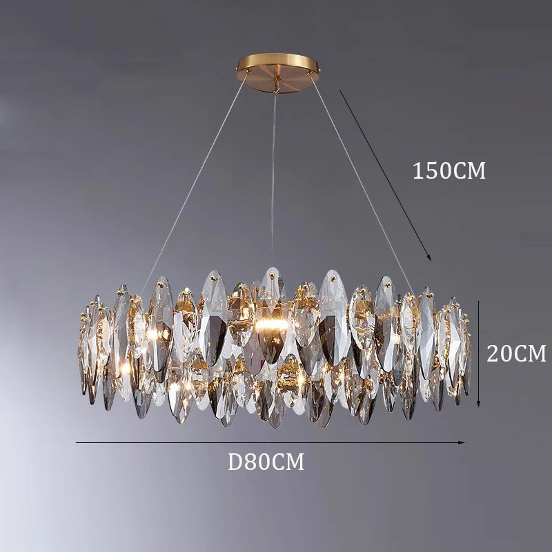 Modern Crystal Luxury Pendant Lights Indoor Suspension Hanging Lamp for Living Dining Bedroom Lobby Home Decoration Chandelier