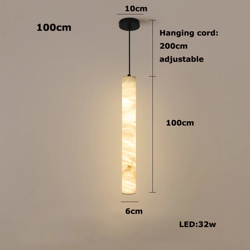 Upgrade Your Home With Our Exquisite LED Linear Alabaster Pendant Light Crafted From Natural Marble Stone Dimming Function
