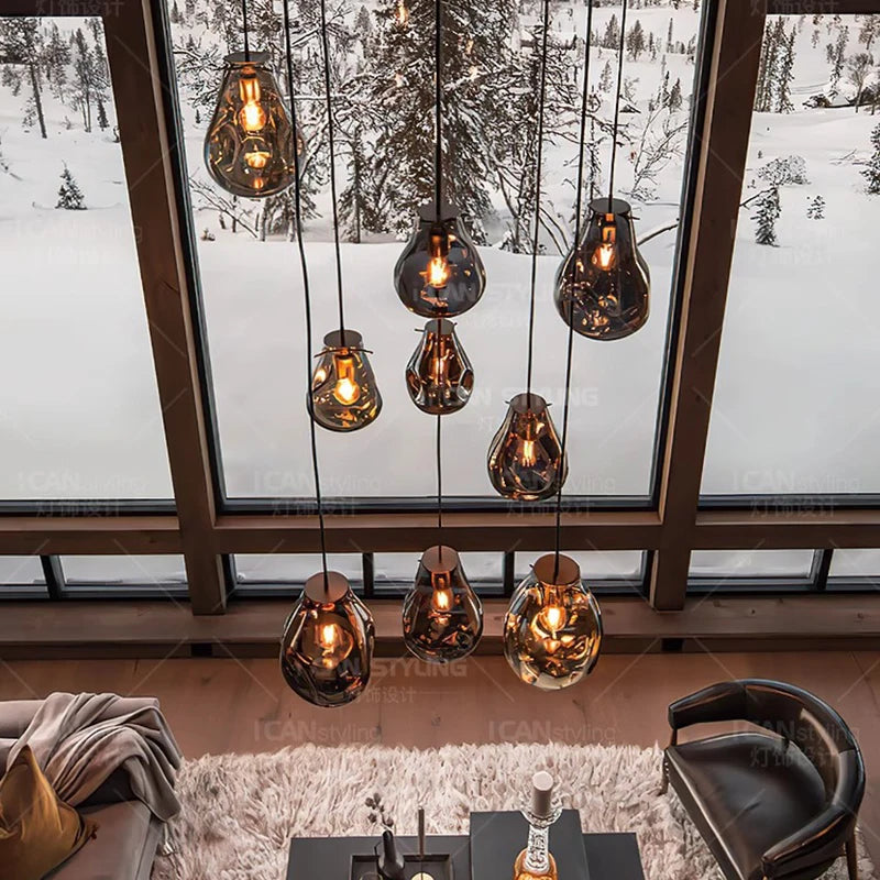 Modern home lighting, living room pendant lights, dining room glass pendant lights, indoor lighting