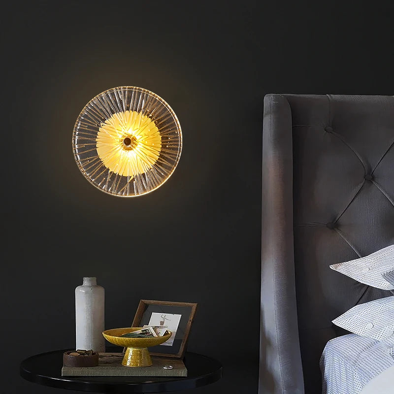Modern Round Crystal Wall Lamp Glass Free Combination For Living Room TV Background Bedroom LED Sconces Bedside Corridor Aisle