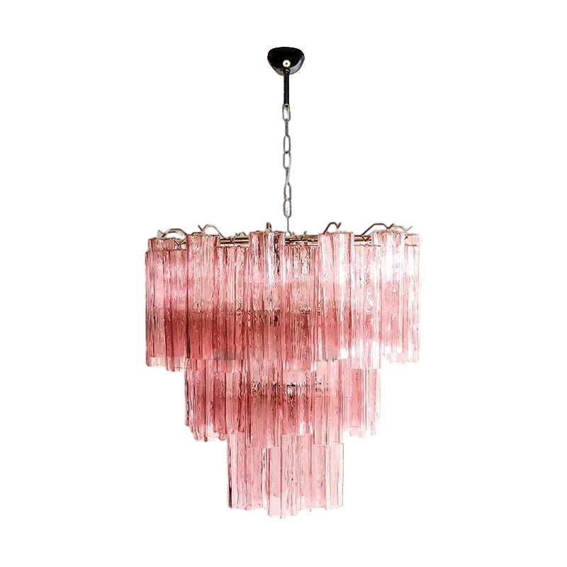 Elevate Your Living Room With Our Luxury Glass Tube E14 LED Chandelier High-end Pendant Light Pink White Dimming Function