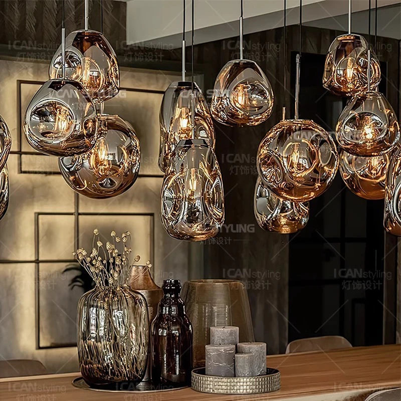 Modern home lighting, living room pendant lights, dining room glass pendant lights, indoor lighting