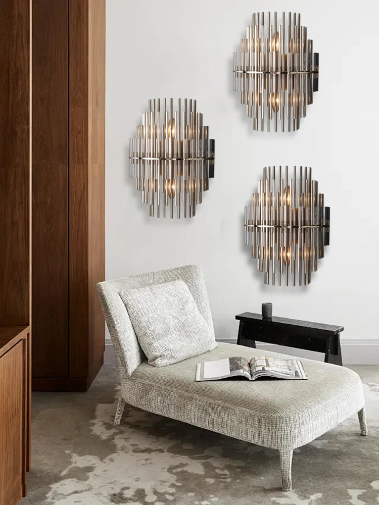 American Style Luxury Post-modern Glass Bar Wall Sconce Lamps Bronze Matte Black/Chrome Wall Mounted Lights Industrial