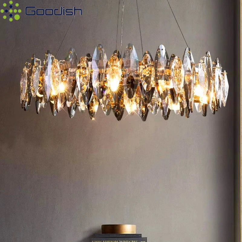 Modern Crystal Luxury Pendant Lights Indoor Suspension Hanging Lamp for Living Dining Bedroom Lobby Home Decoration Chandelier