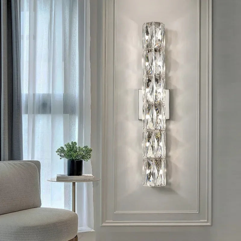 Modern High-end Crystal Wall Led Lights Nordic Luxury Living Room Bedroom Bedside Long Hotel Villa Dining Corridor Bracket Lamps