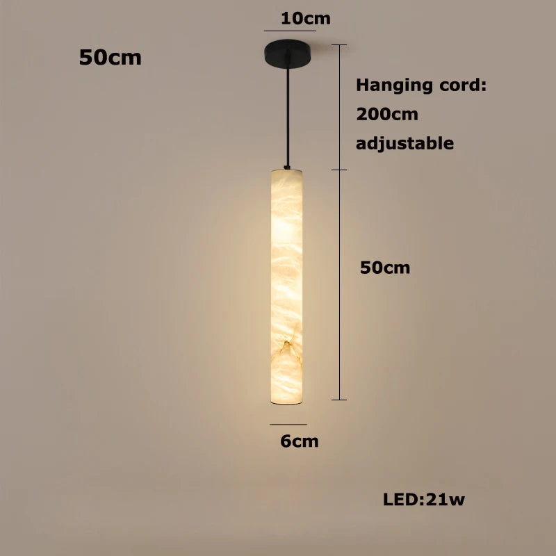 Upgrade Your Home With Our Exquisite LED Linear Alabaster Pendant Light Crafted From Natural Marble Stone Dimming Function