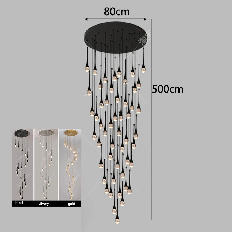 Modern luxury high-rise building decoration LED lights, staircase pendant lights, living room pendant lights, indoor lighting