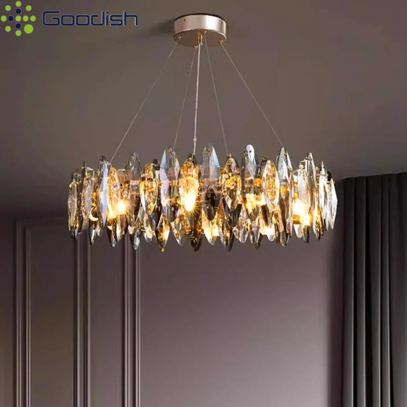 Modern Crystal Luxury Pendant Lights Indoor Suspension Hanging Lamp for Living Dining Bedroom Lobby Home Decoration Chandelier