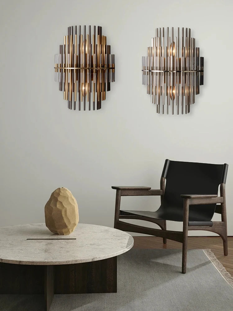 American Style Luxury Post-modern Glass Bar Wall Sconce Lamps Bronze Matte Black/Chrome Wall Mounted Lights Industrial
