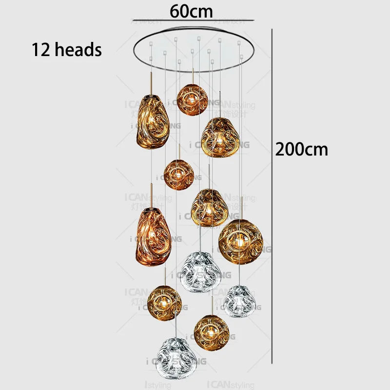 Modern home lighting, living room pendant lights, dining room glass pendant lights, indoor lighting