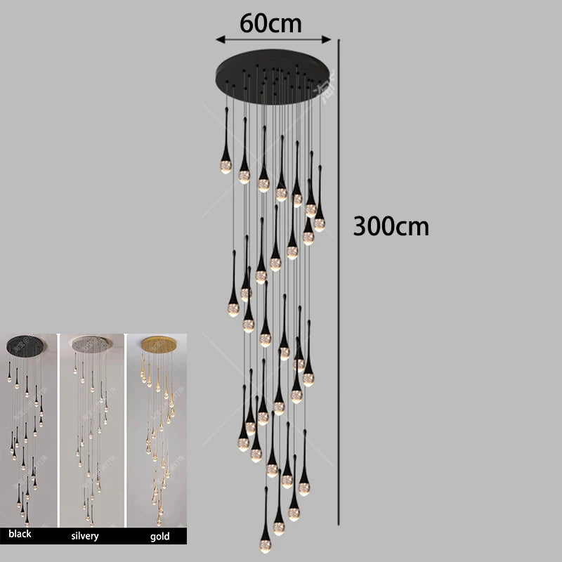 Modern luxury high-rise building decoration LED lights, staircase pendant lights, living room pendant lights, indoor lighting