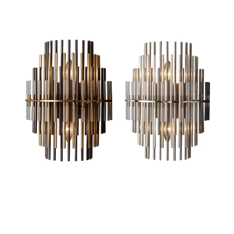 American Style Luxury Post-modern Glass Bar Wall Sconce Lamps Bronze Matte Black/Chrome Wall Mounted Lights Industrial