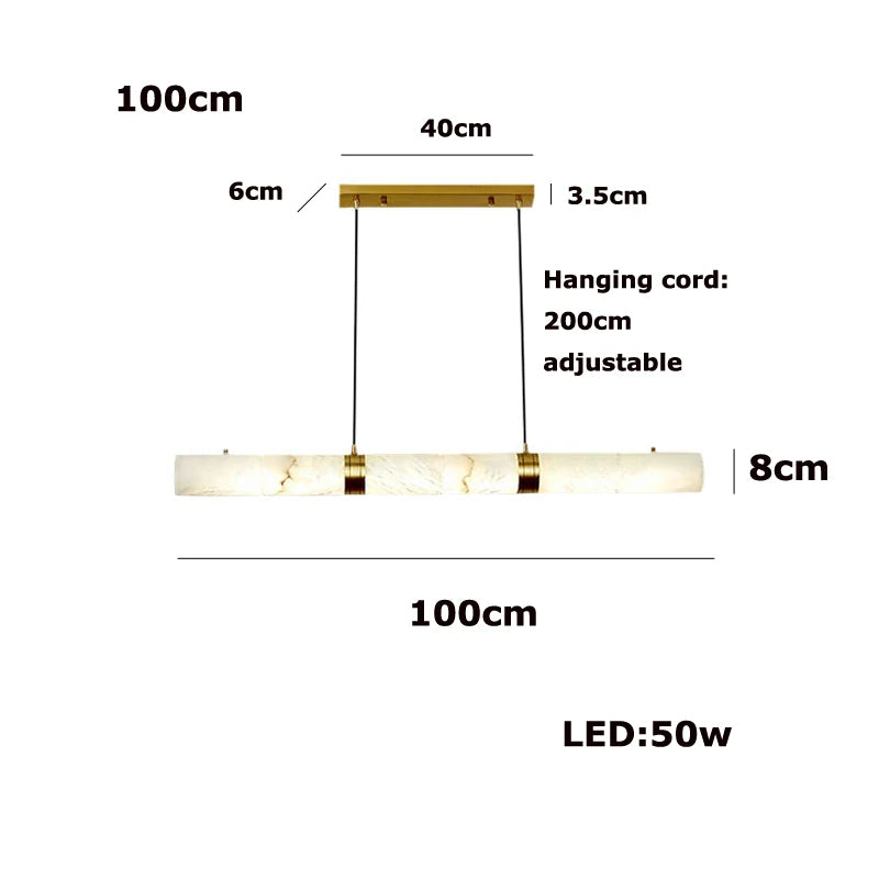 Upgrade Your Home With Our Exquisite LED Linear Alabaster Pendant Light Crafted From Natural Marble Stone Dimming Function