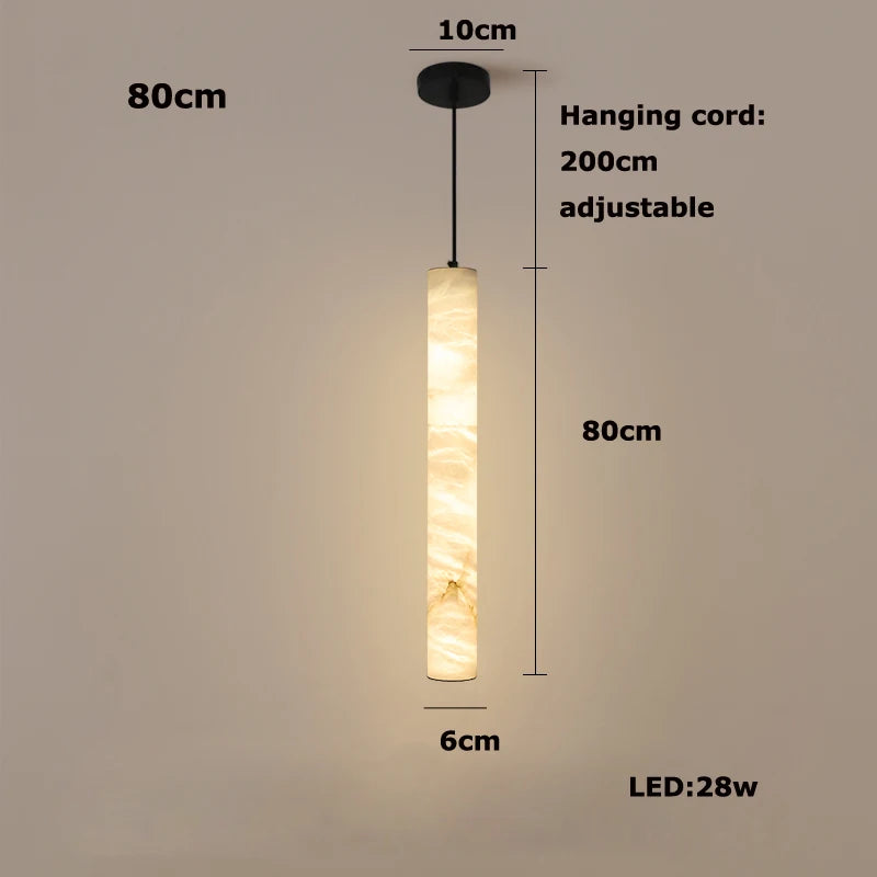 Upgrade Your Home With Our Exquisite LED Linear Alabaster Pendant Light Crafted From Natural Marble Stone Dimming Function