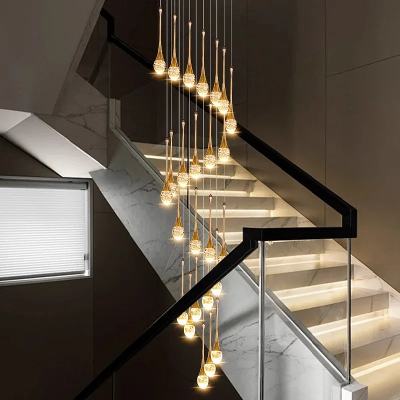 Modern luxury high-rise building decoration LED lights, staircase pendant lights, living room pendant lights, indoor lighting