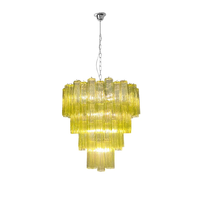 Elevate Your Living Room With Our Luxury Glass Tube E14 LED Chandelier High-end Pendant Light Pink White Dimming Function