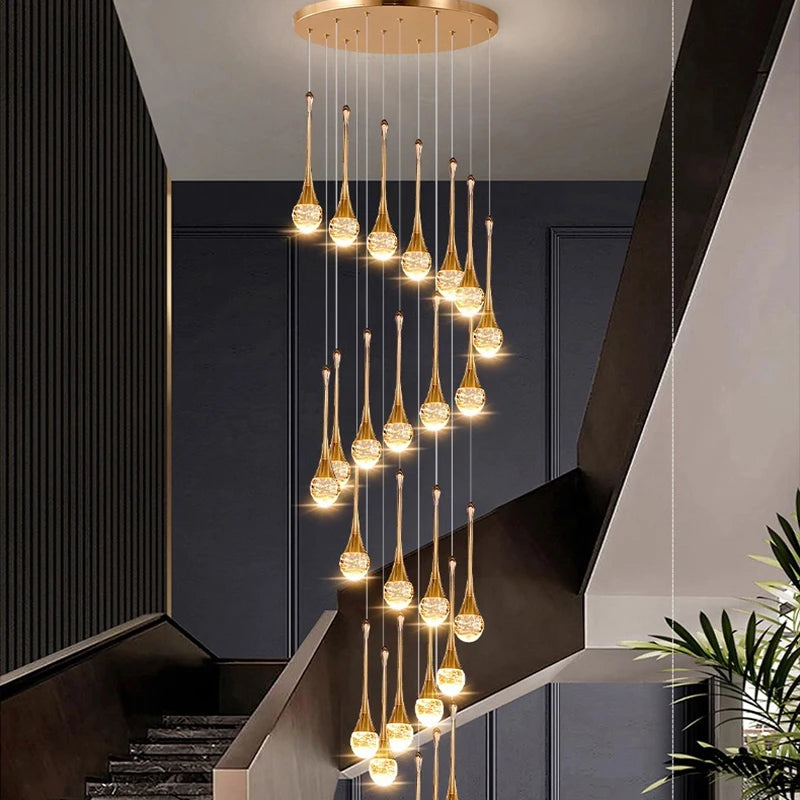 Modern luxury high-rise building decoration LED lights, staircase pendant lights, living room pendant lights, indoor lighting