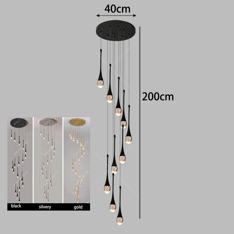 Modern luxury high-rise building decoration LED lights, staircase pendant lights, living room pendant lights, indoor lighting