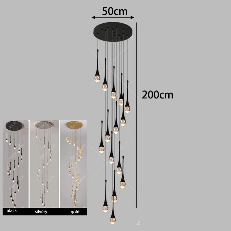 Modern luxury high-rise building decoration LED lights, staircase pendant lights, living room pendant lights, indoor lighting