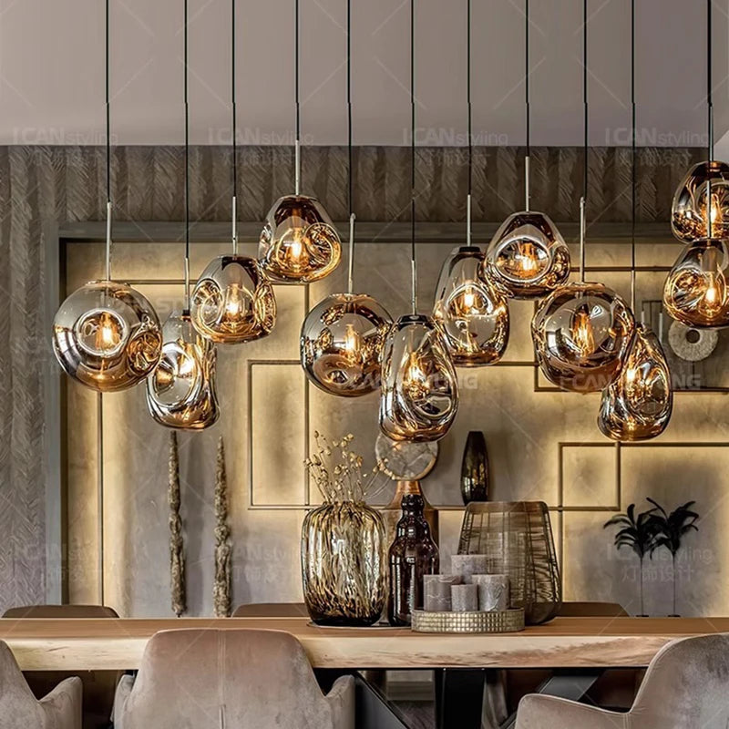 Modern home lighting, living room pendant lights, dining room glass pendant lights, indoor lighting