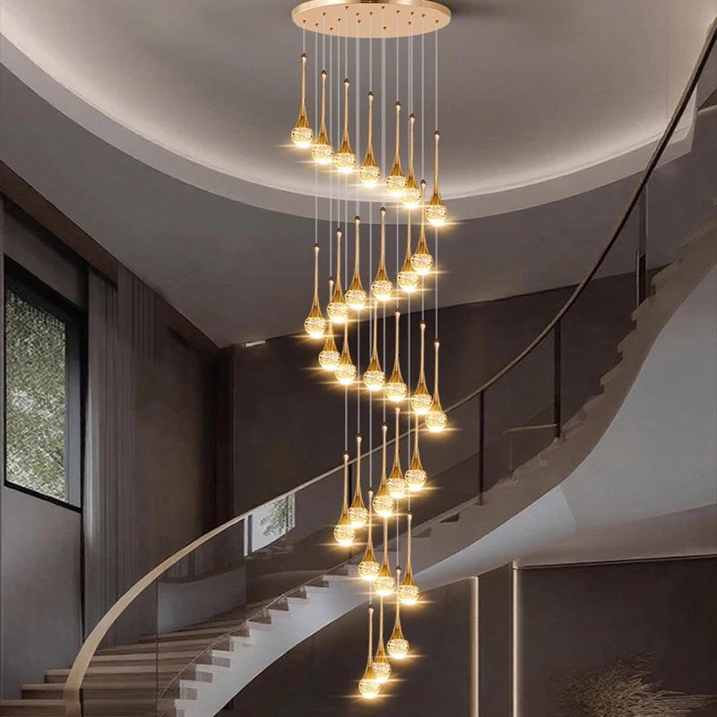 Modern luxury high-rise building decoration LED lights, staircase pendant lights, living room pendant lights, indoor lighting