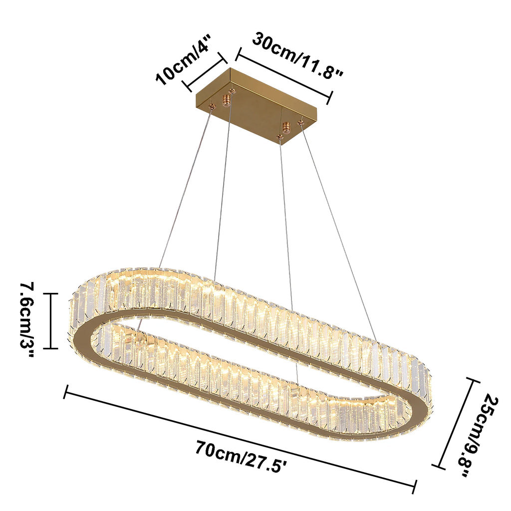 VETRULUS Modern Luxury Crystal Oval Design Led Chandelier Ceiling Lamp Nordic Pendant Hanging Light Fixture Living Bedroom Hotel