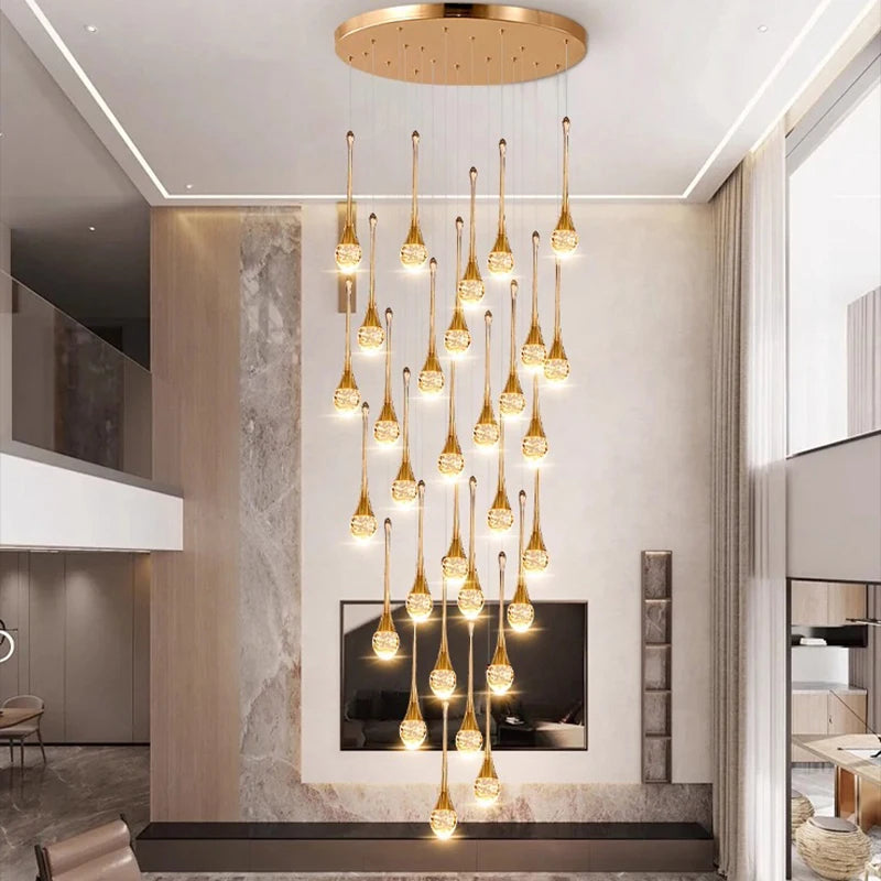 Modern luxury high-rise building decoration LED lights, staircase pendant lights, living room pendant lights, indoor lighting