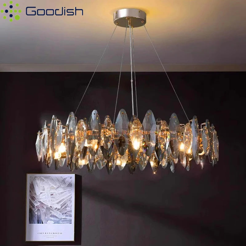 Modern Crystal Luxury Pendant Lights Indoor Suspension Hanging Lamp for Living Dining Bedroom Lobby Home Decoration Chandelier