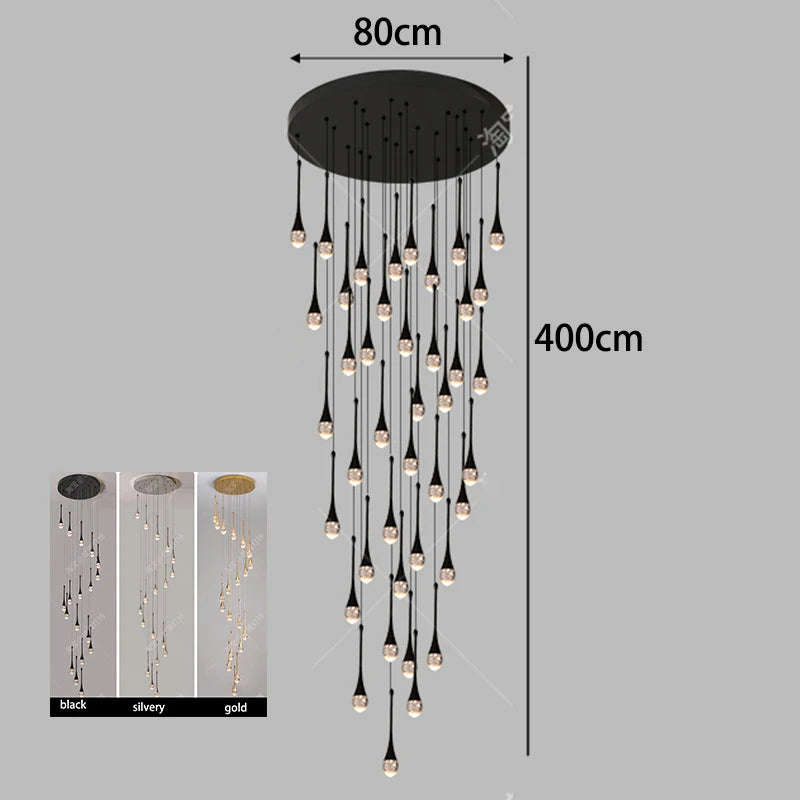 Modern luxury high-rise building decoration LED lights, staircase pendant lights, living room pendant lights, indoor lighting