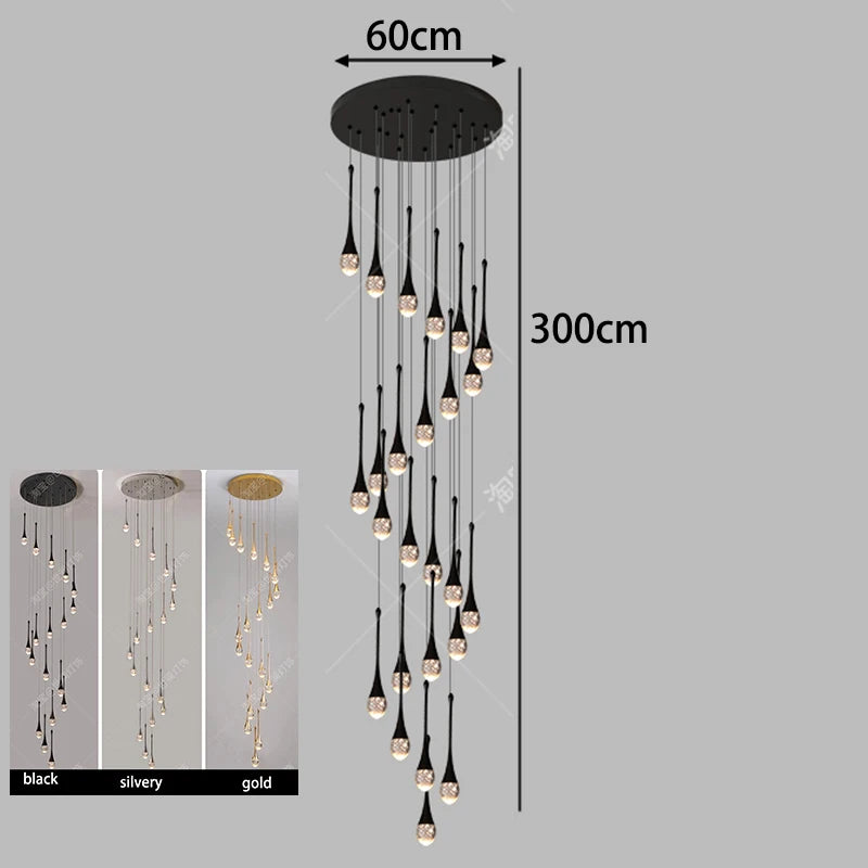 Modern luxury high-rise building decoration LED lights, staircase pendant lights, living room pendant lights, indoor lighting